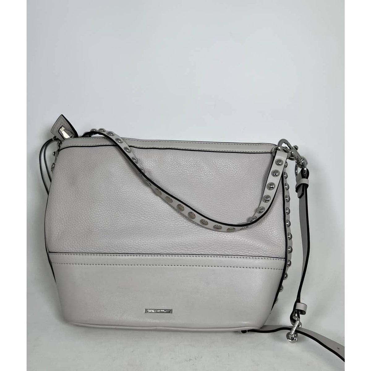 Rebecca Minkoff Blythe Studded Textured Leather Shoulder Bag Grey