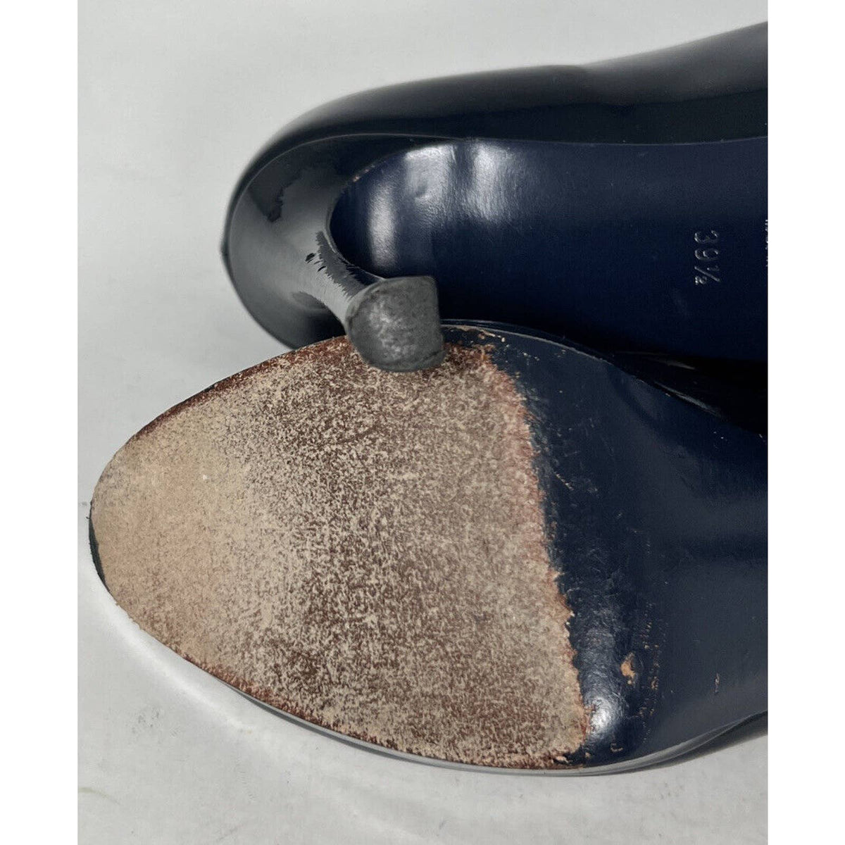 YSL Blue Patent Leather Peep Toe Pumps Sz.9.5(39.5)