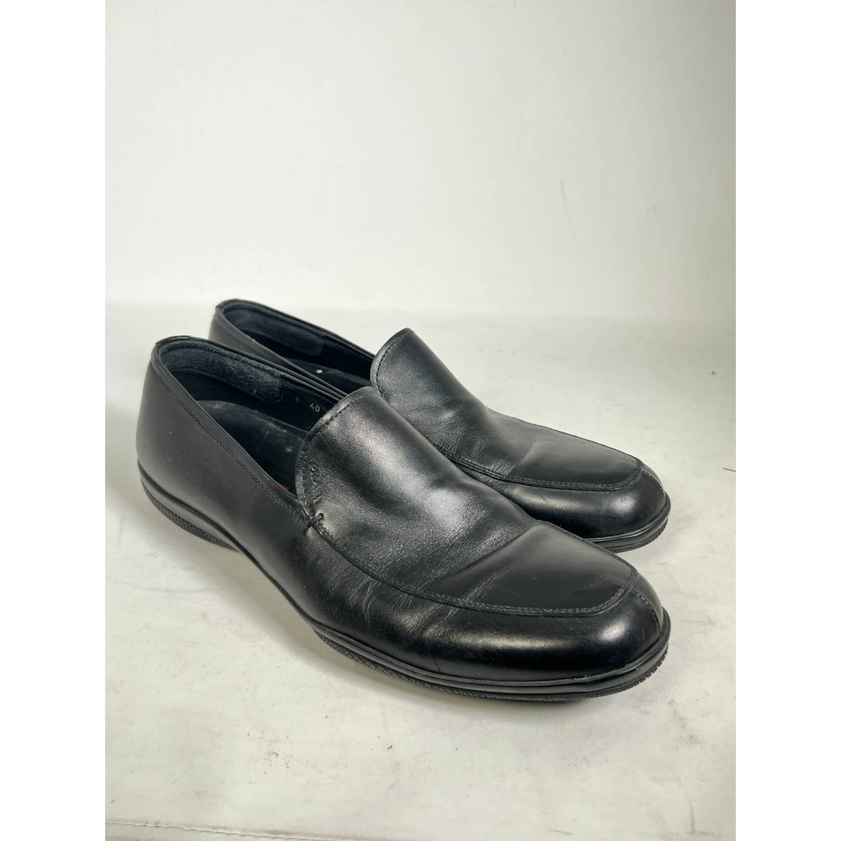 Prada Mens Black Leather Driving Loafers Sz.9.5