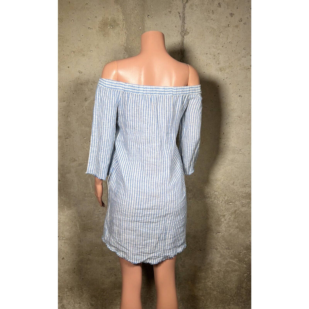 Tibi 100% Linen Blue Striped Dress Sz.2