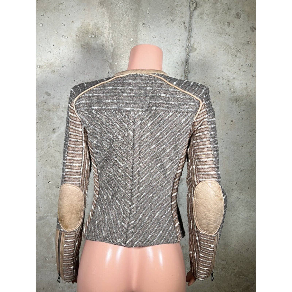Isabel Marant Brown Knit Wool and Leather Jacket Sz.3