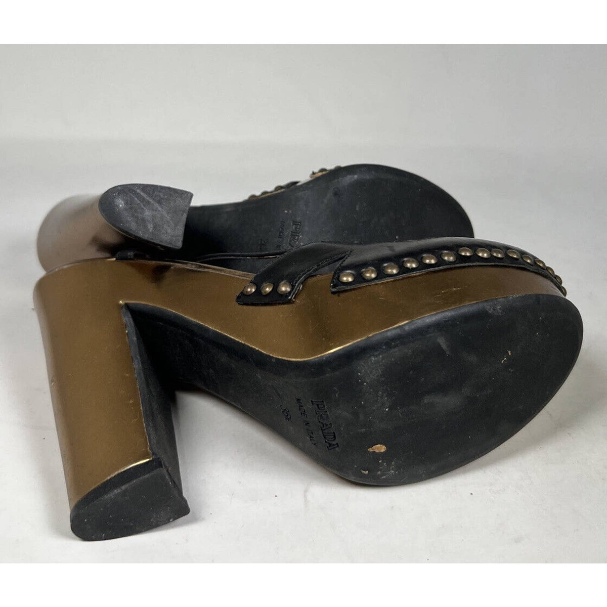 Prada Black Studded Slingback Clogs Heels Sz. 6.5 (36.5)