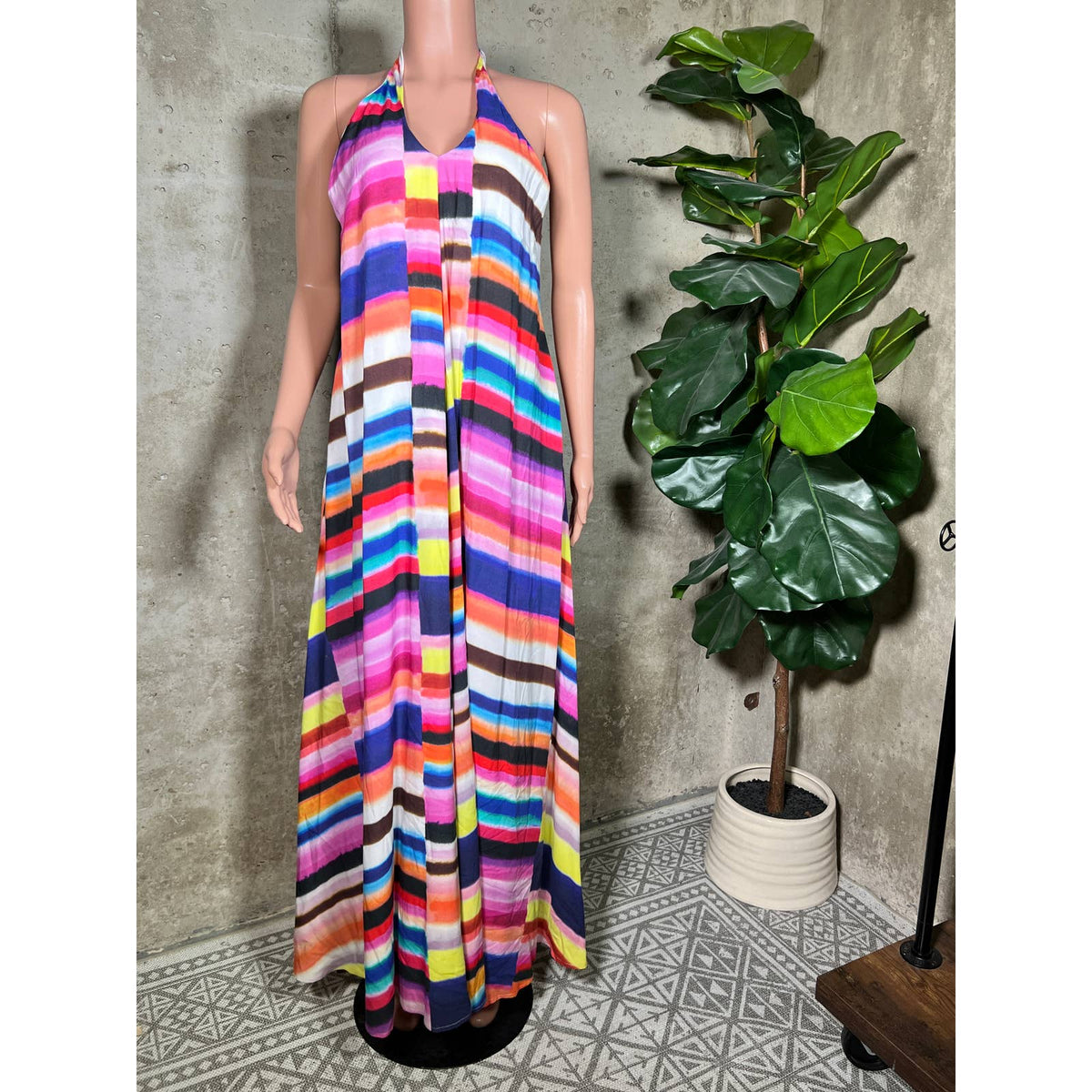Mara Hoffman Swim Solstice Maxi Dress Rainbow Dress Sz. Small