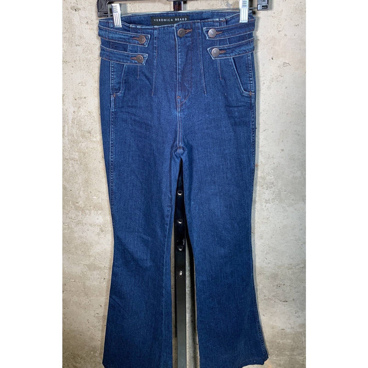 Veronica Beard Beverly Skinny Flare High Rise Washed Oxford Jeans Sz.24