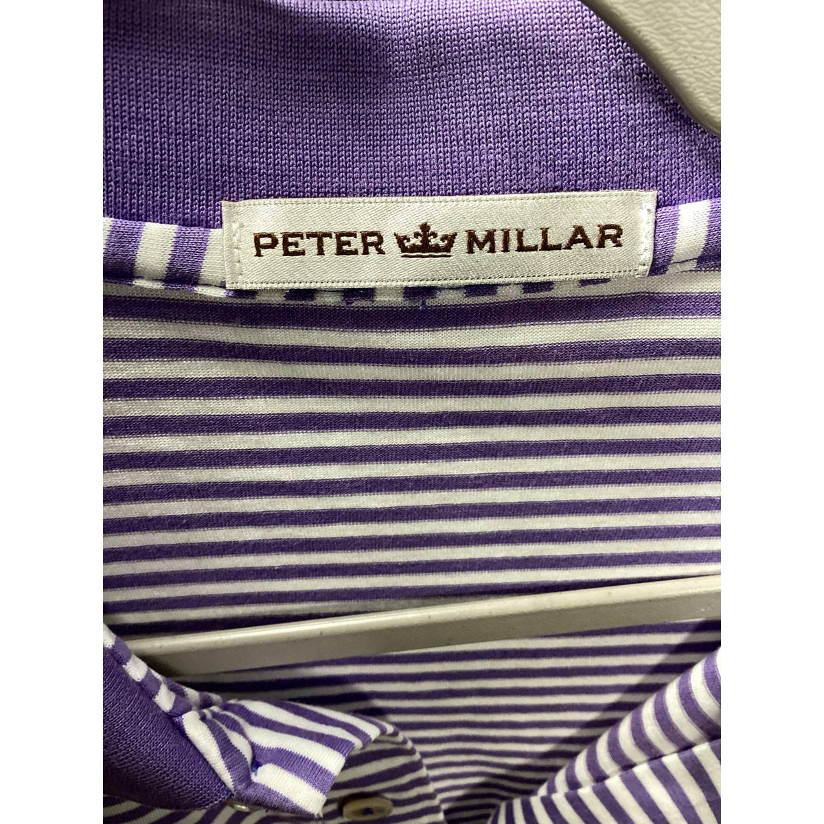 Peter Millar Sea Island Purple Striped Polo Sz. Large