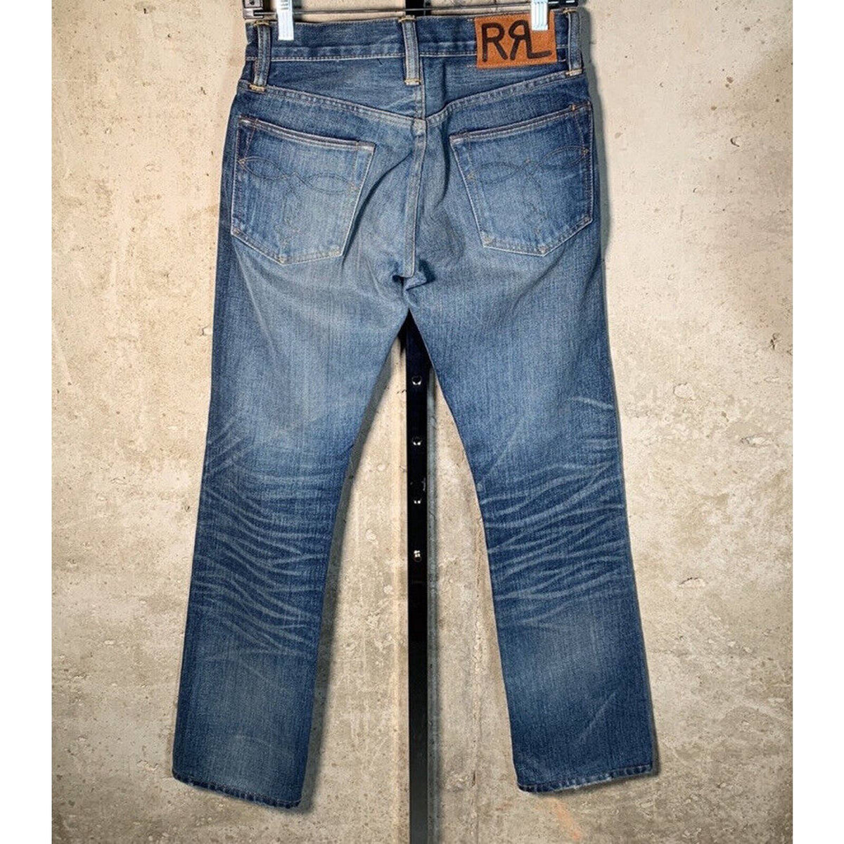 RRL Slim Fit Low Straight Selvedge Jeans Medium Rise Wash 27X34