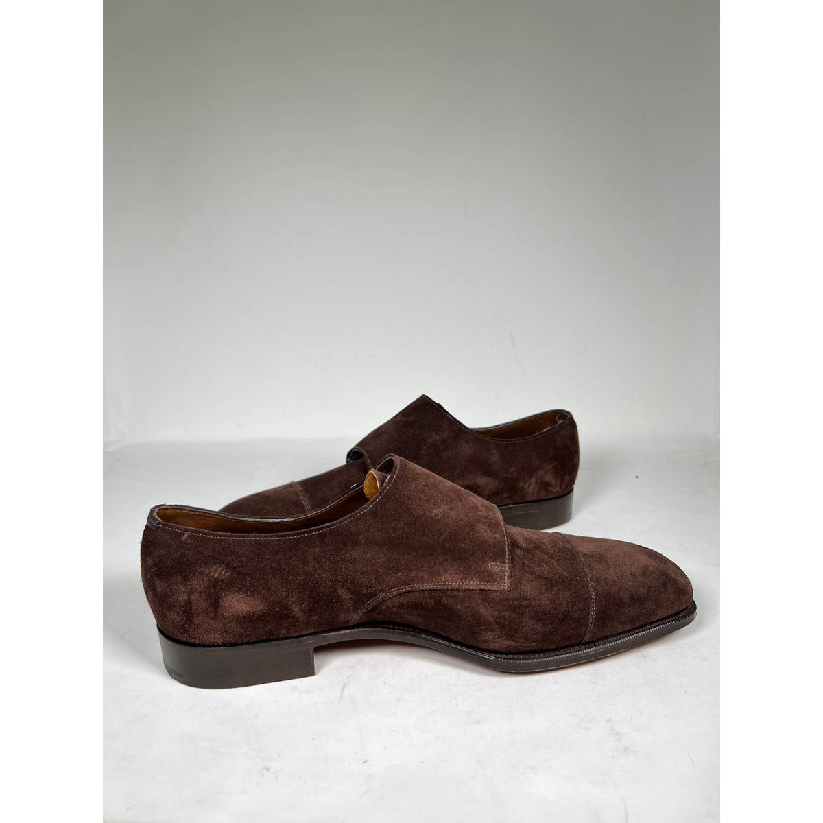 Edward Green Westminster Mens Brown Mink Suede Monk Strap Shoes