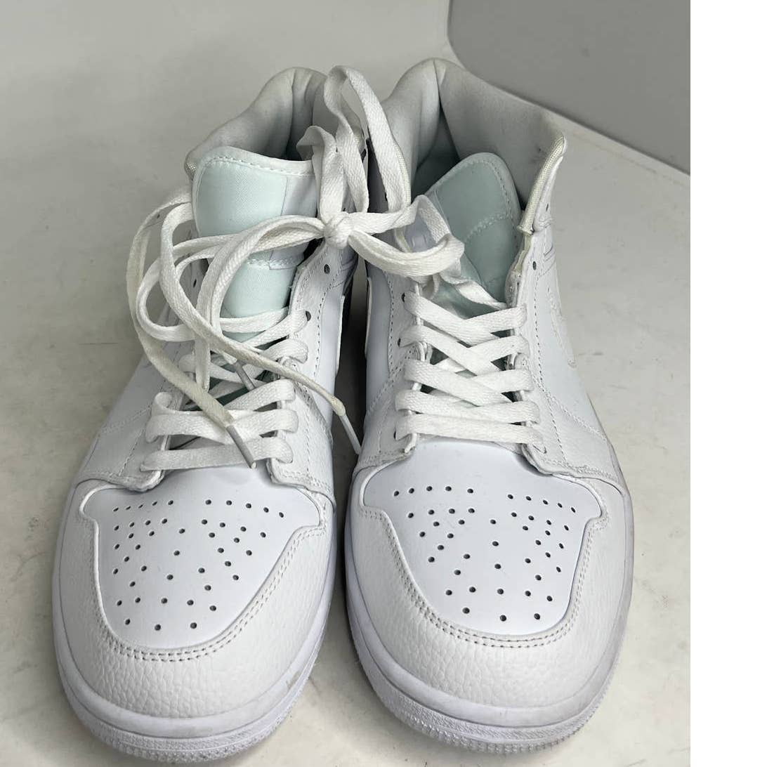 Nike Air Jordan 1 Mid Triple White Sneakers 2020 554724-130 Sz.11