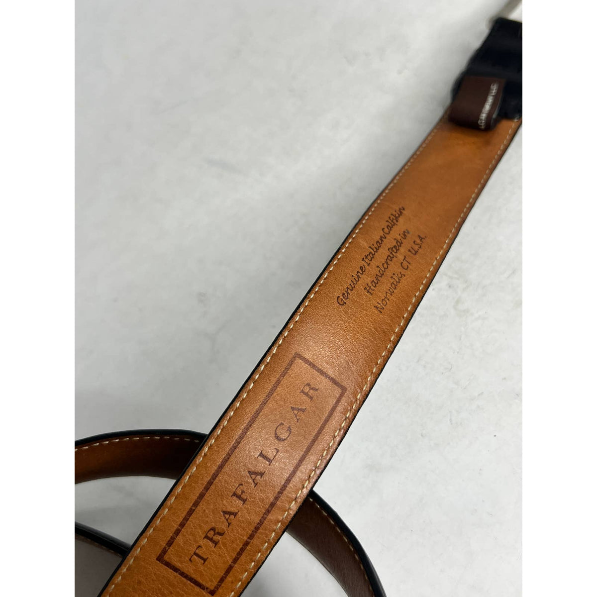 Trafalgar Black Leather Genuine Italian Calfskin Belt Sz.40/100