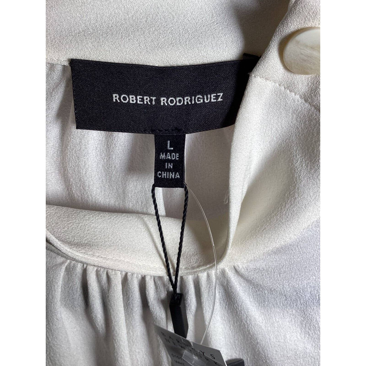 Robert Rodriquez 100% Silk Ivory Bell Sleeve Blouse Sz. Large NWT