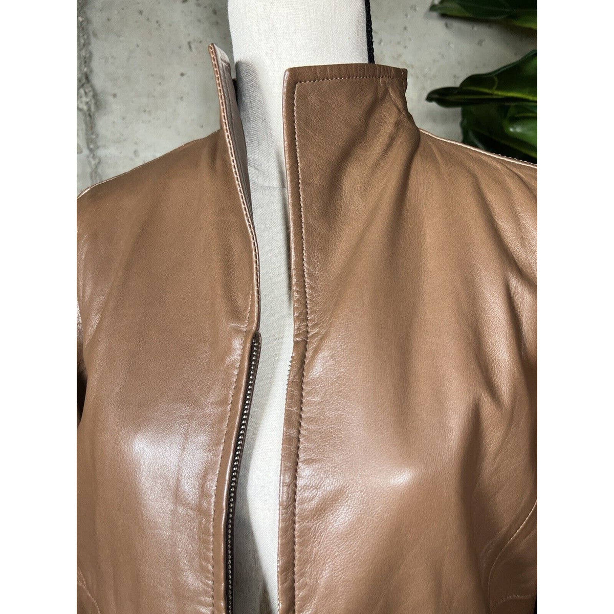 Weekend Max Mara Brown 100% Lamb Leather Jacket Sz.4 NEW