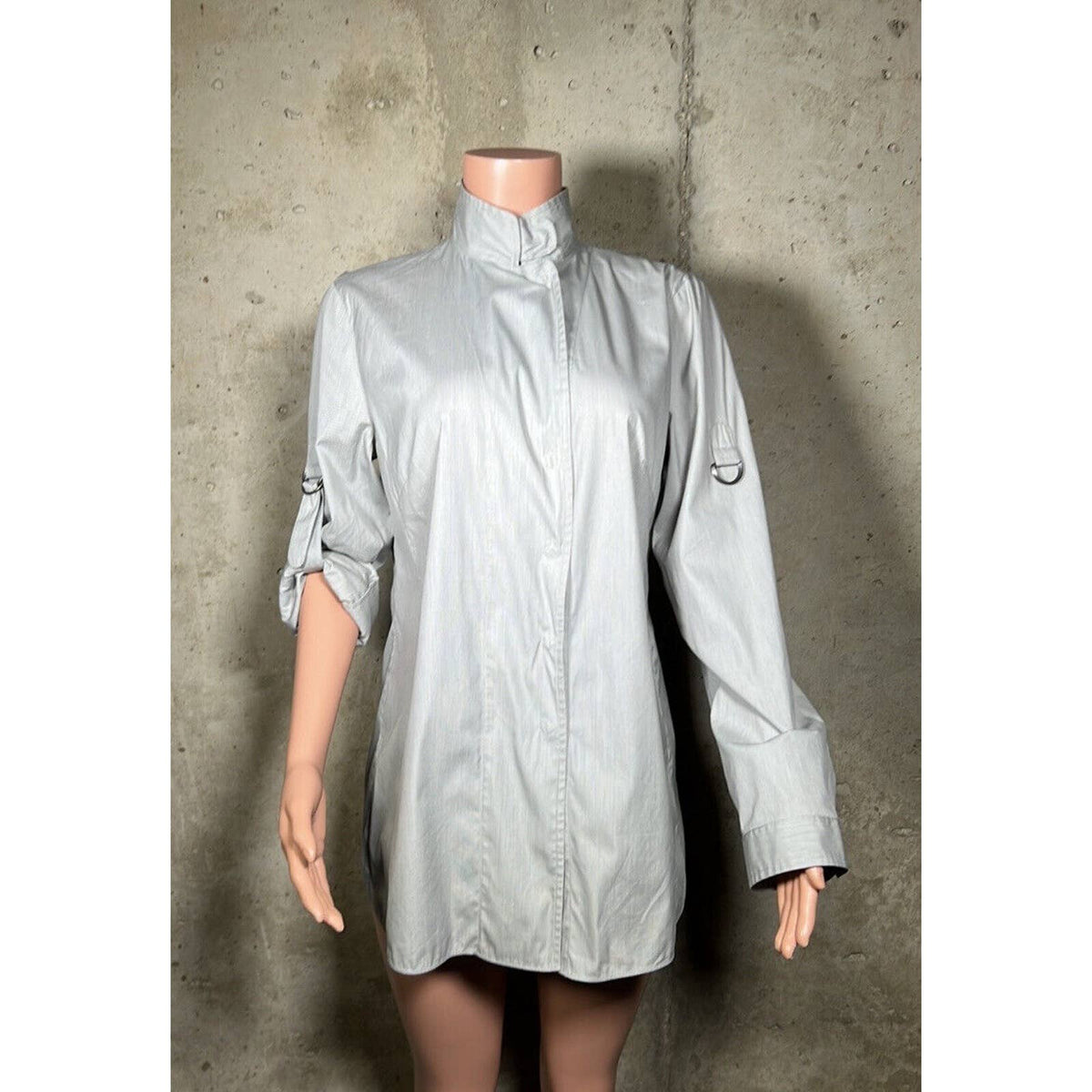 Akris Punto Grey Pinstriped Button-Up Shirt Sz.10