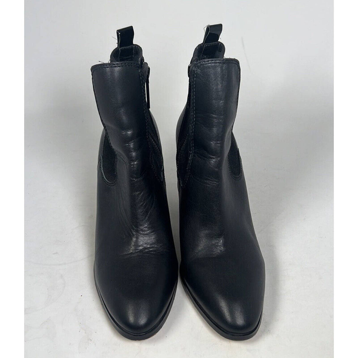 Donald J Pliner Senor Black Leather Block Heel Boots Sz.9.5