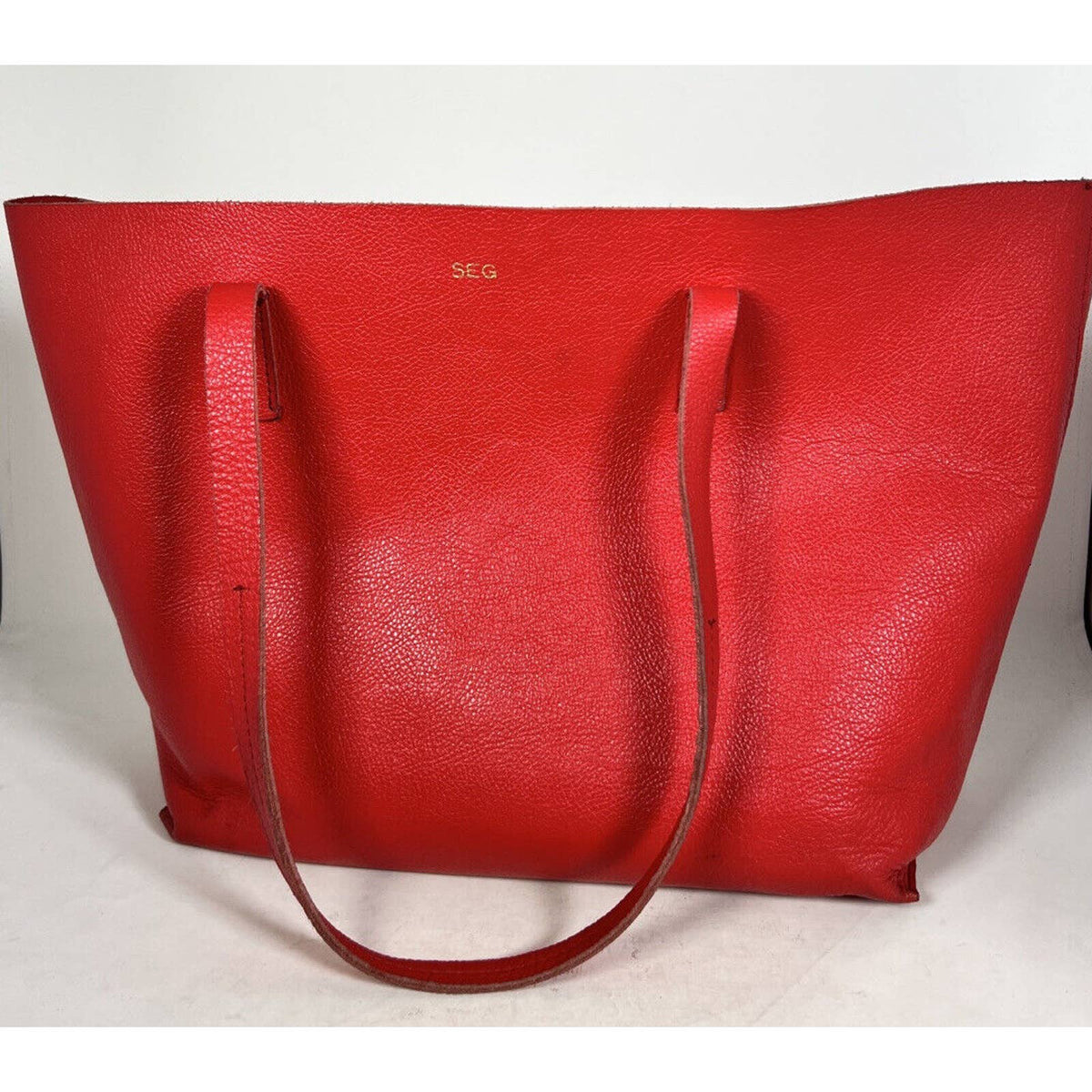 Mark &amp; Graham Red Pebbled Leather Tote