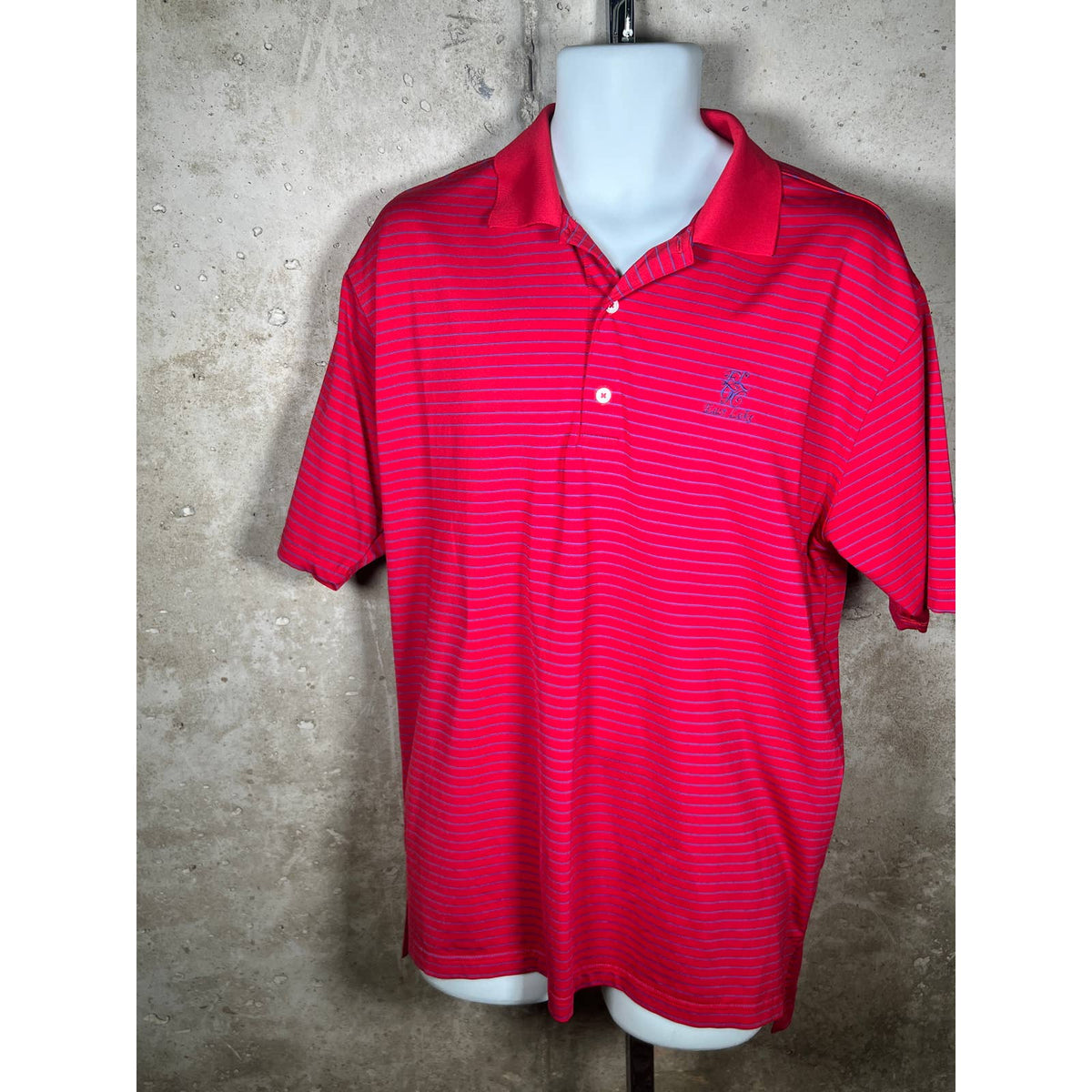 Turtleson Red Tour Performance Striped East Lake Golf Club Polo Sz. Large