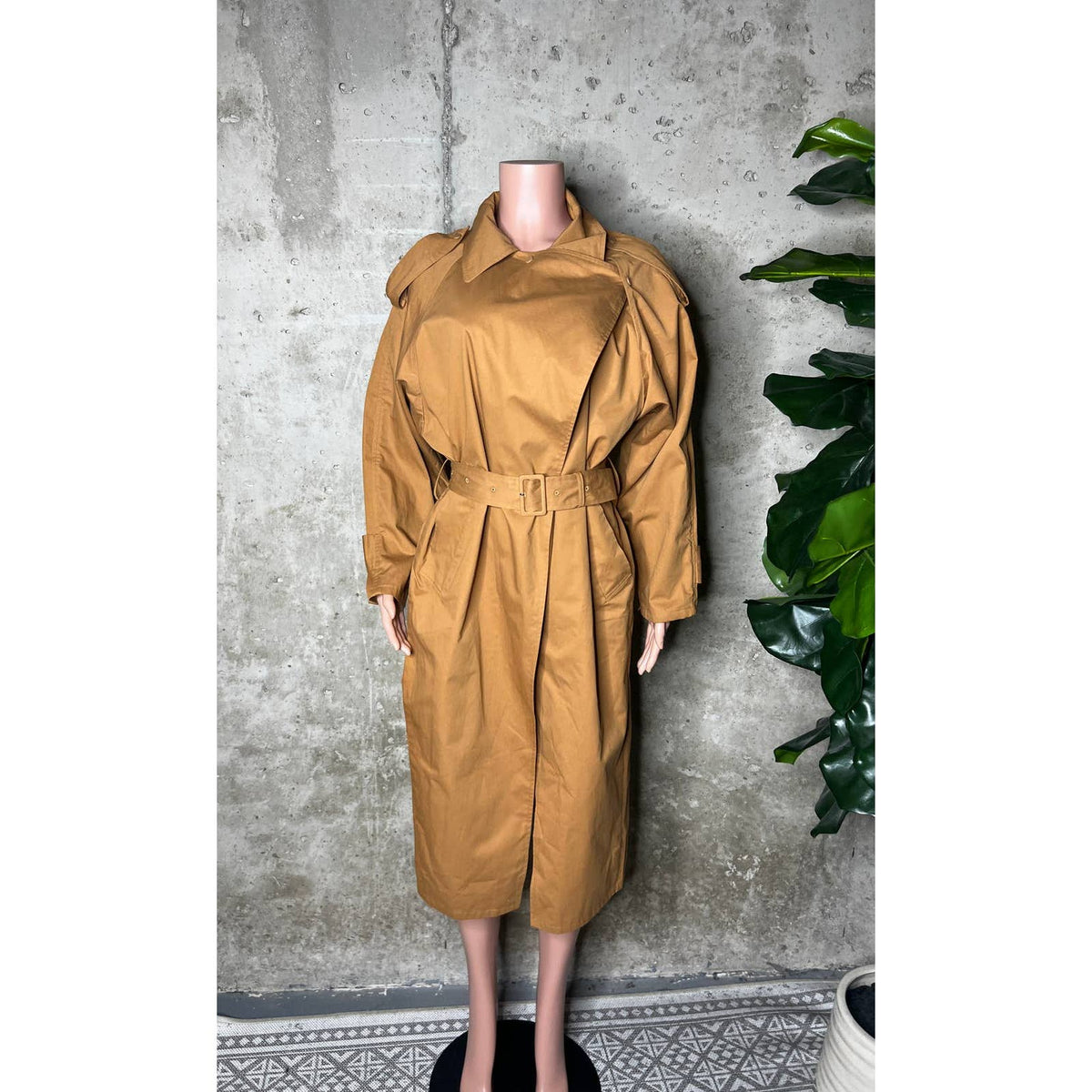 Frankies Shop Brown Trench Coat One Size