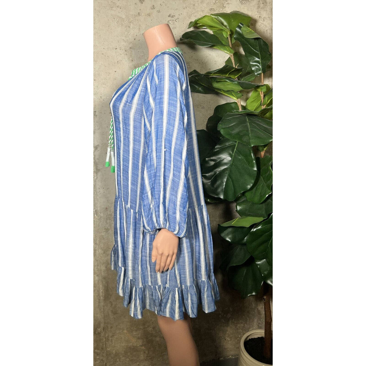 Shoshanna Umbrella Stripe Mini Dress Sz. Large NEW