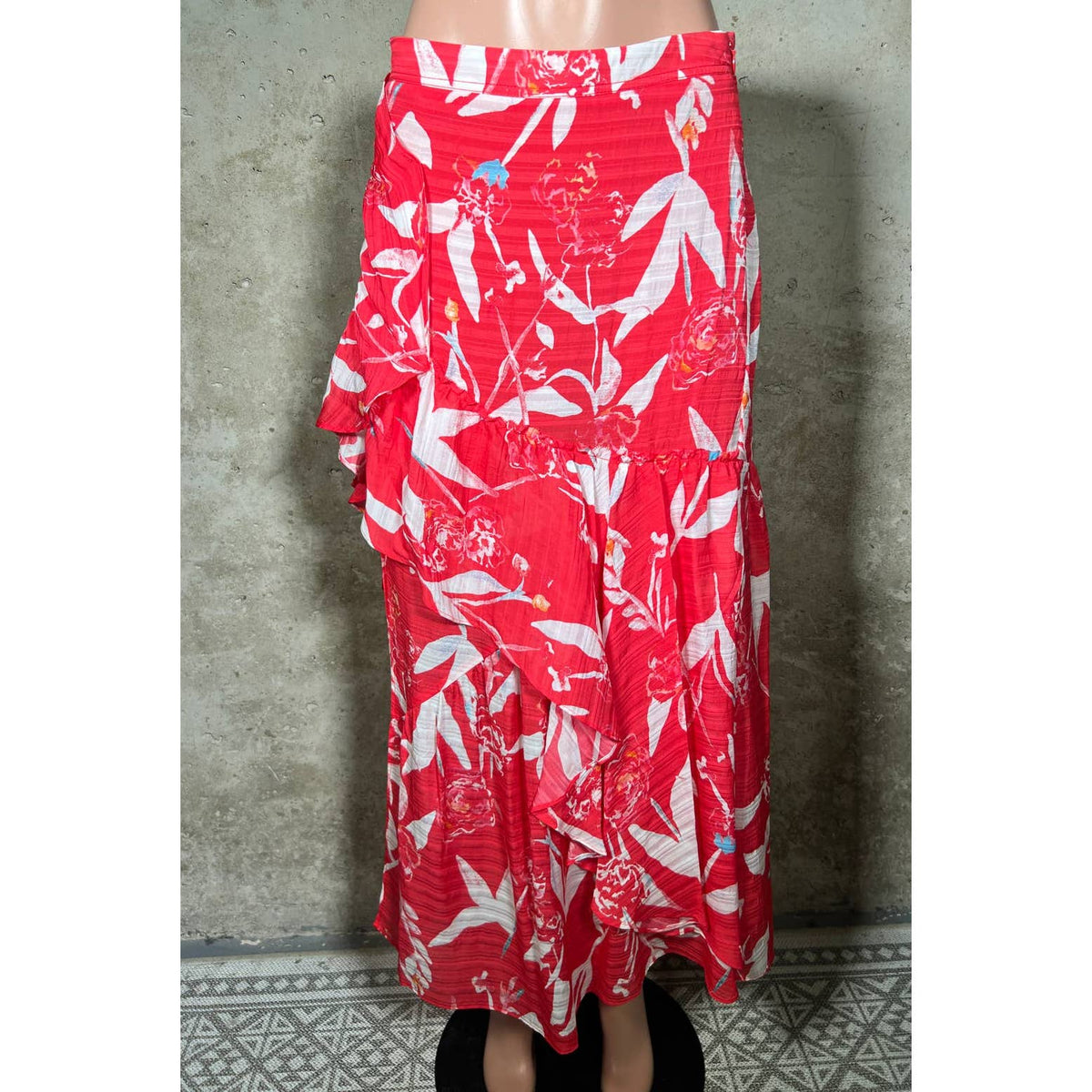 Tanya Taylor Red Floral Skirt Sz.10