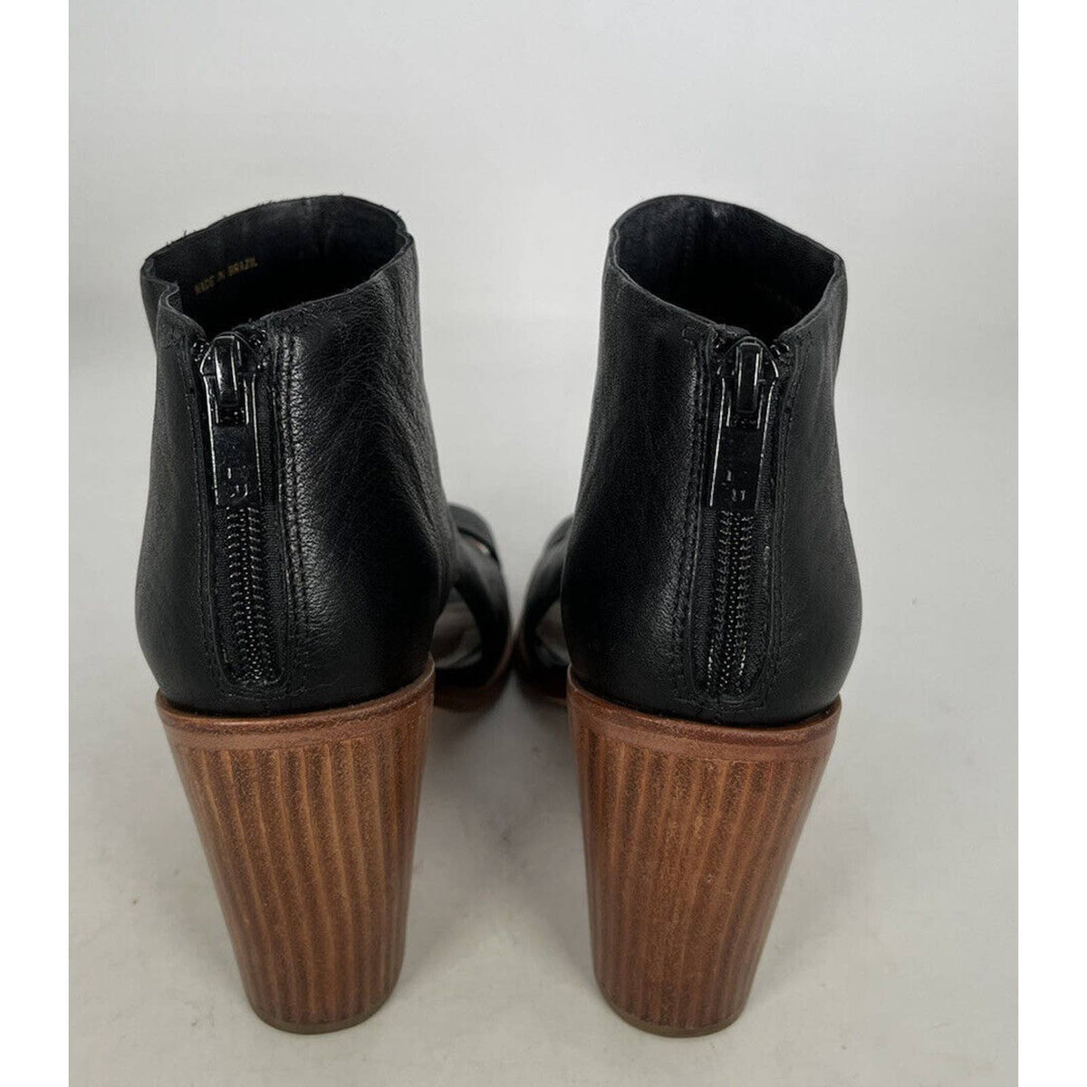 Loeffler Randall Peep Toe Black Leather Booties Sz.6.5