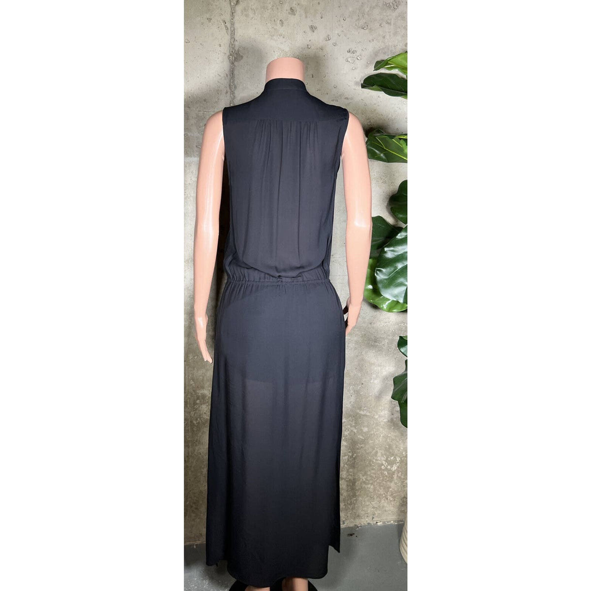 Vince Black Sheer 100% Silk Full Length Dress Sz. Small