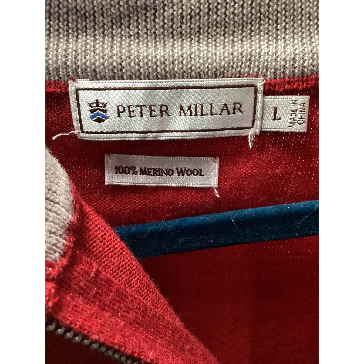 Peter Millar Red 100% Merino Wool ¼ Zip Vest Sz. Large