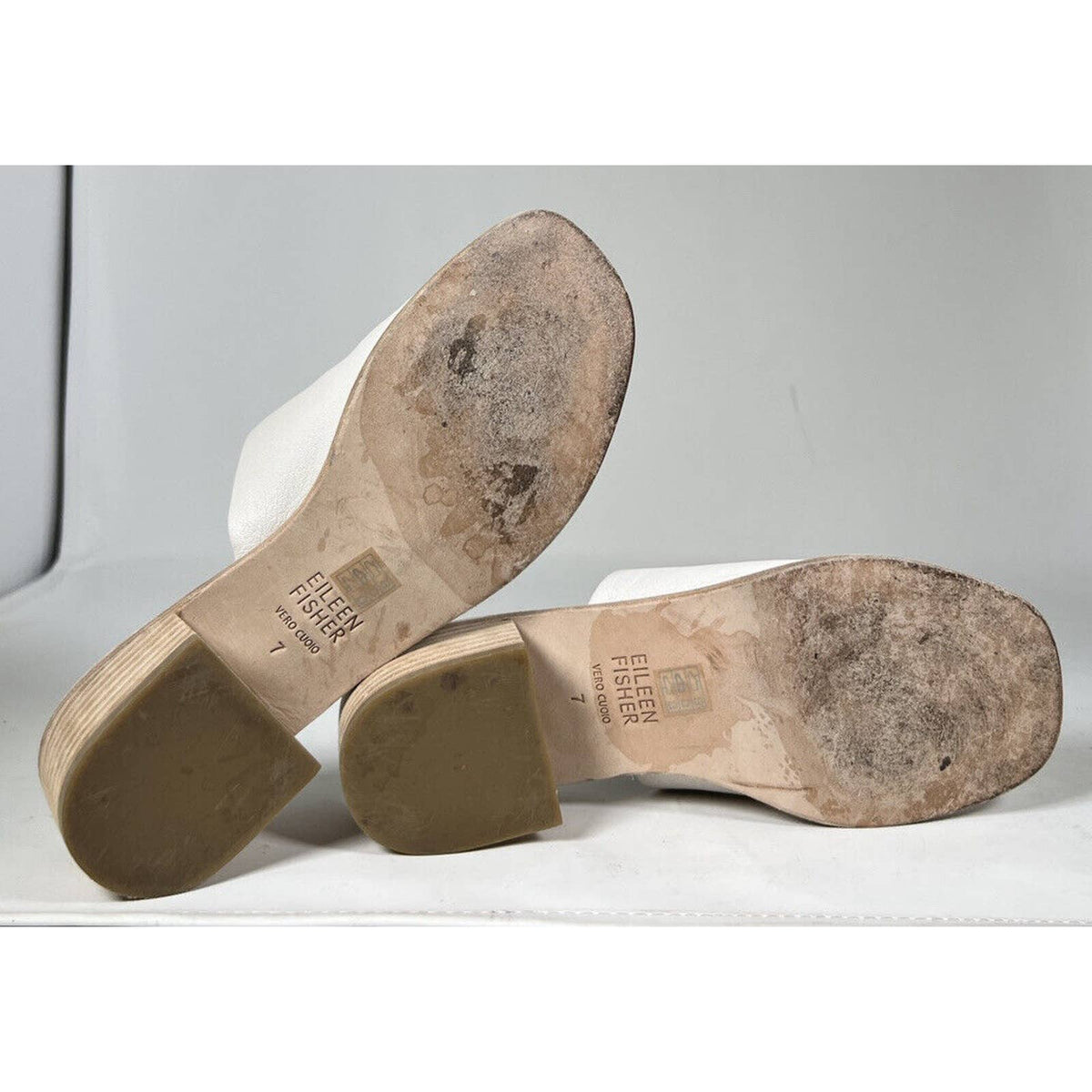 Eileen Fisher Airy White Heel Sandals Sz.7