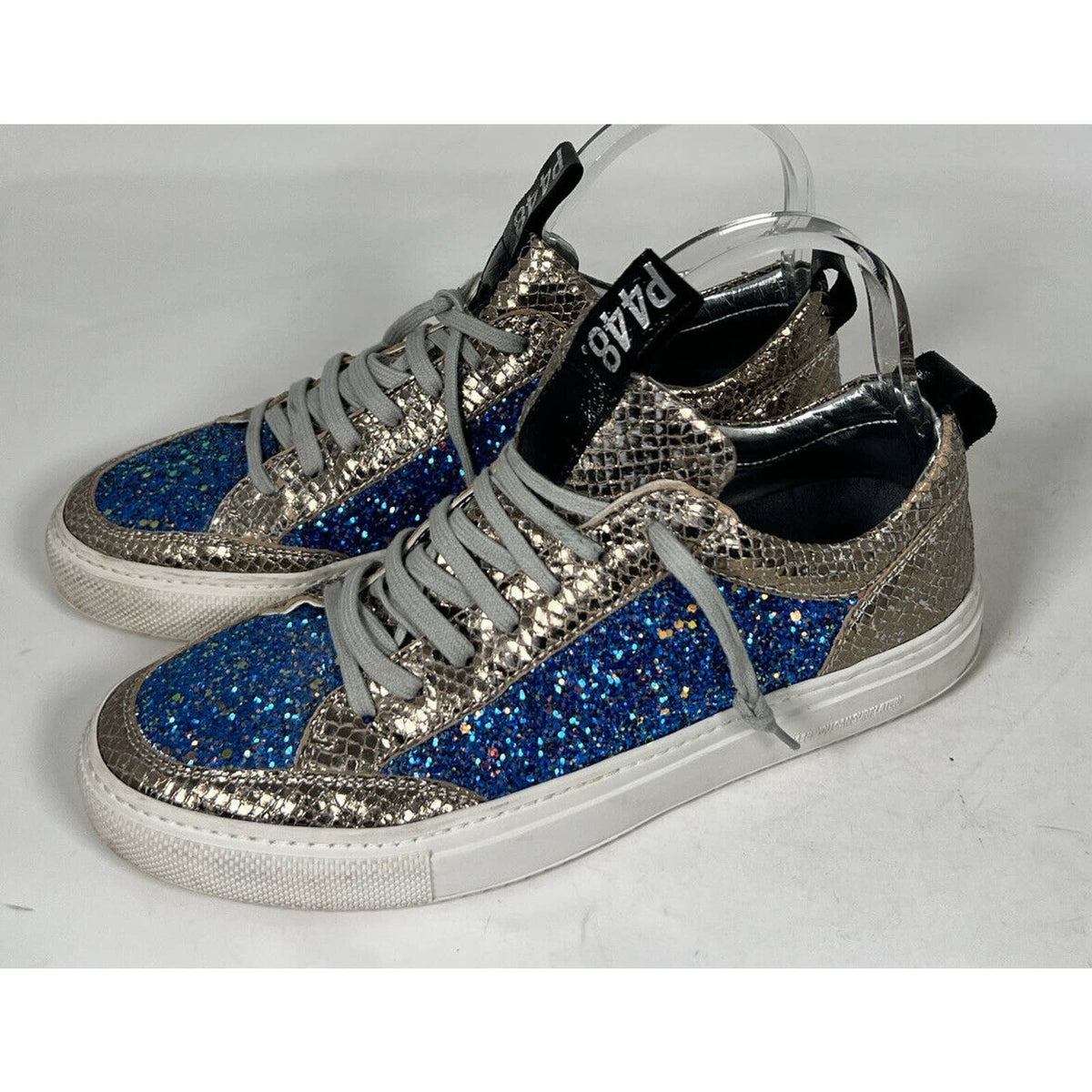 P448 Womens Blue and Silver Sneakers Sz.40
