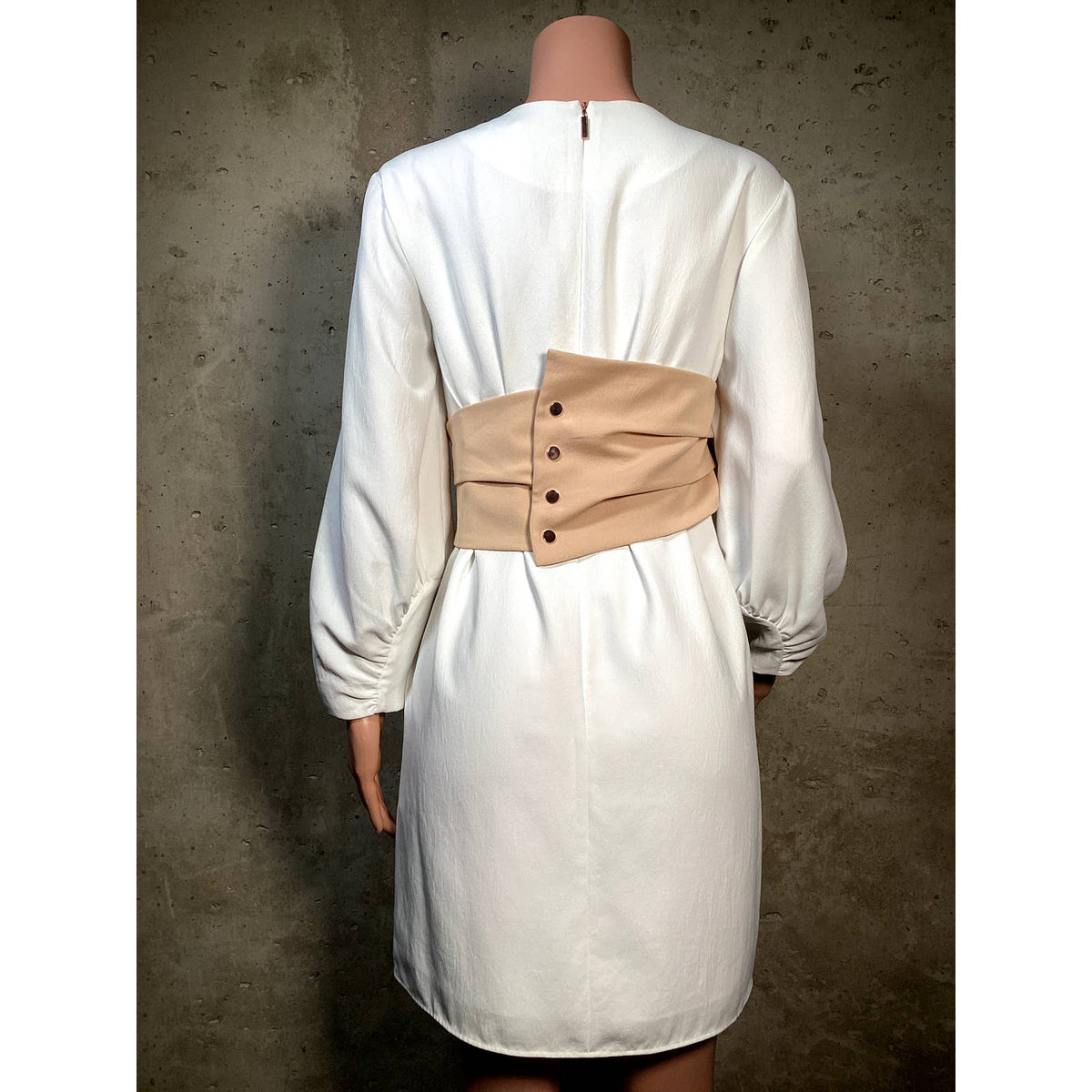 Tibi White and Brown Belted Dress