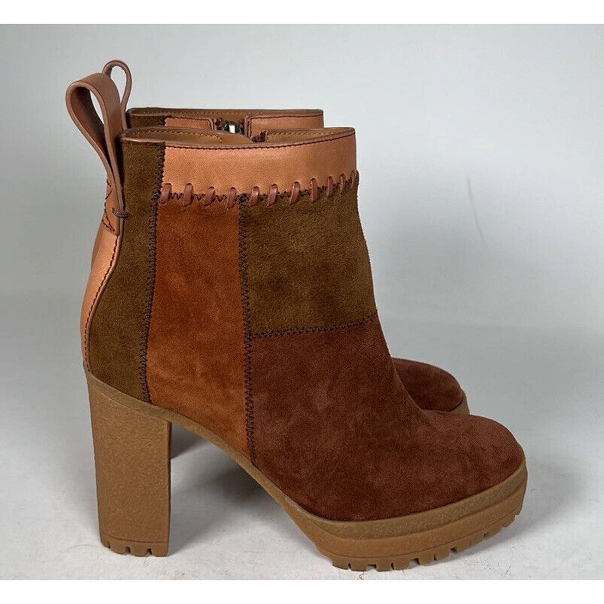 See by Chloe Suede Patchwork Booties Sz.7(37) NEW