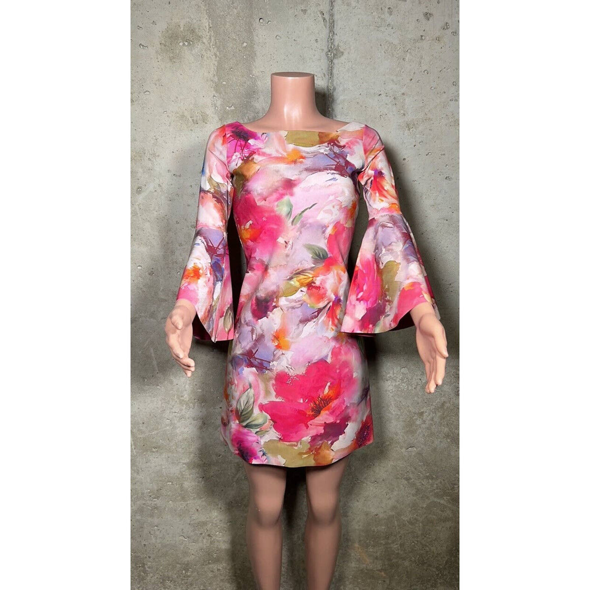 Chiara Boni Floral Stretch Bell Sleeve Dress Sz.2(38)