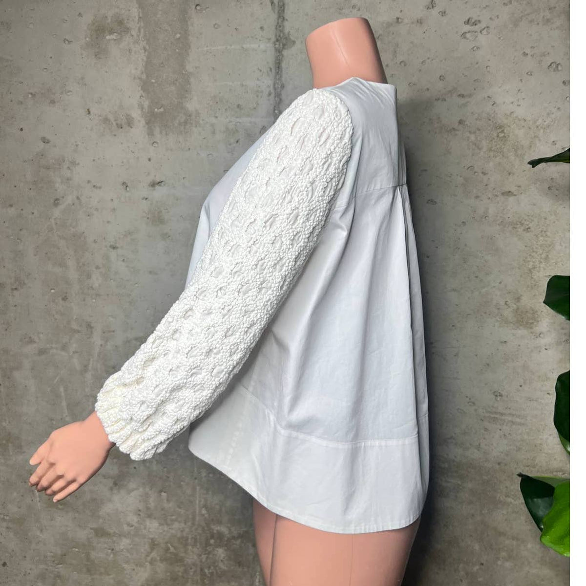 Tibi White Knitted Sleeve Blouse Sz.4