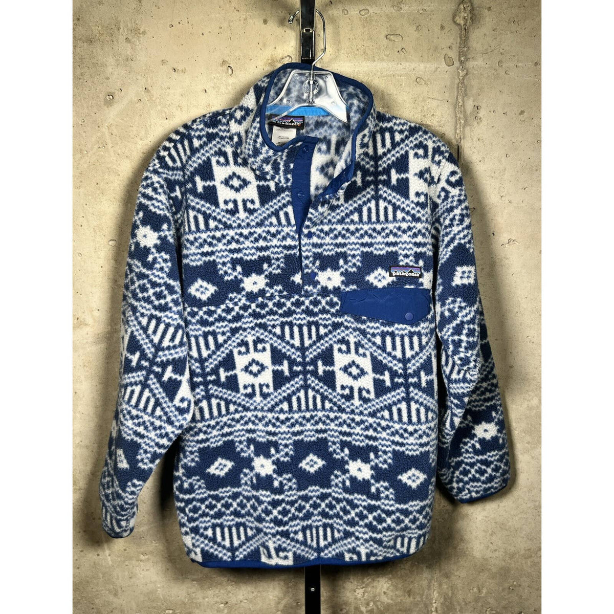 Patagonia Synchilla Blue and White Fleece Sweater Sz.XS