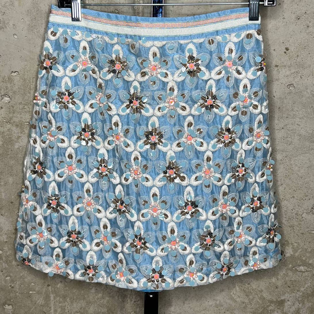 Anthropologie Maeve Persephone Beaded Mini Skirt Sz.2