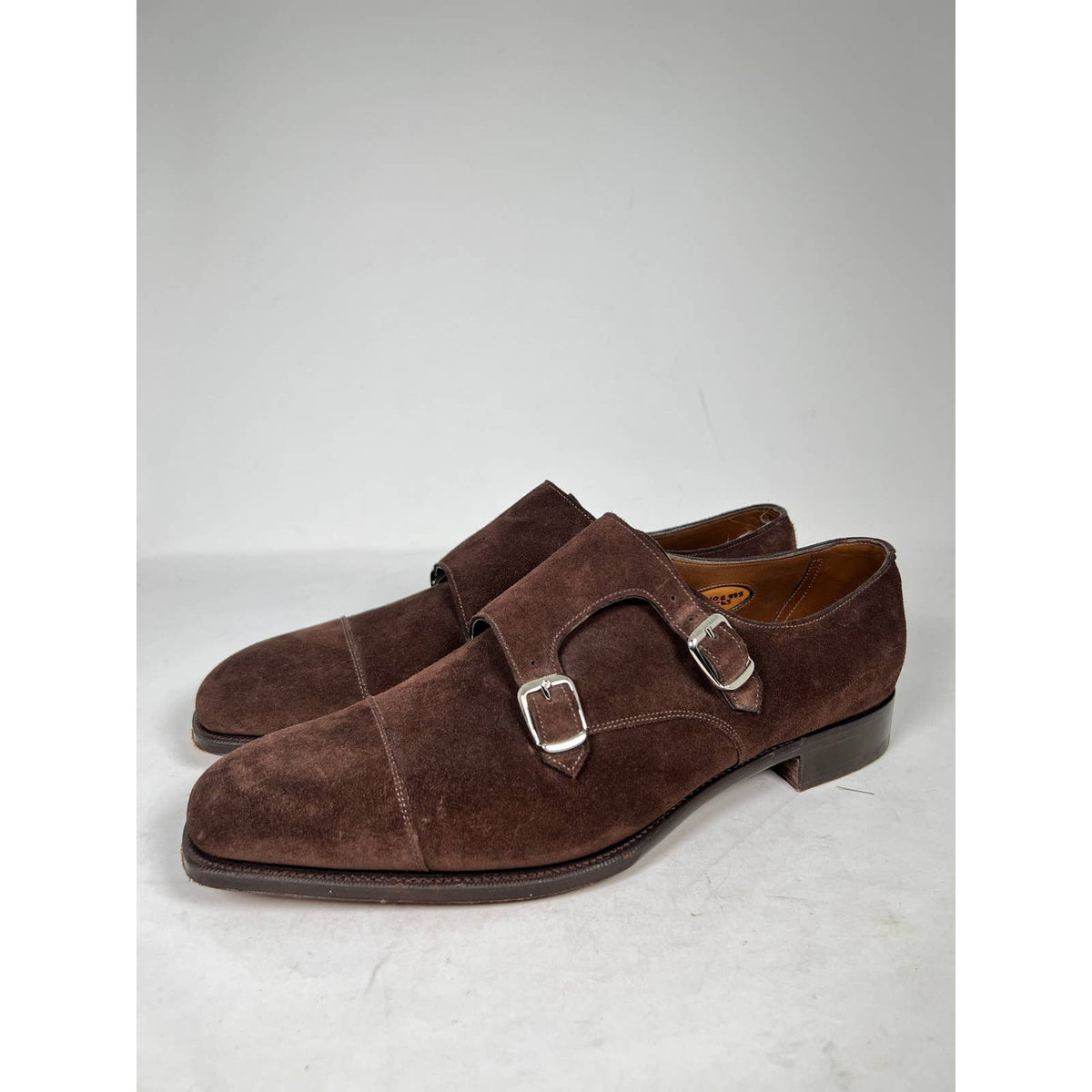 Edward Green Westminster Mens Brown Mink Suede Monk Strap Shoes