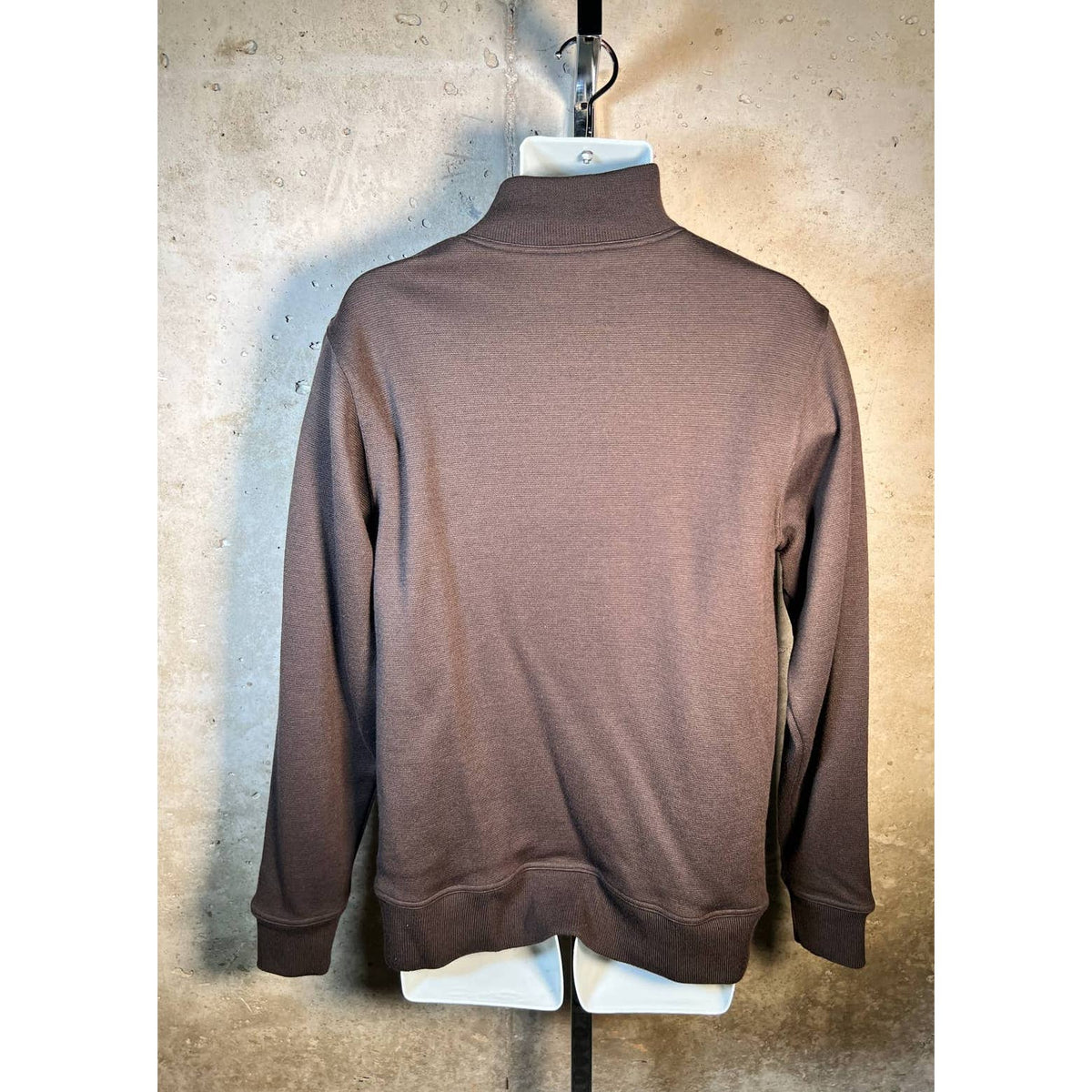 Lasken Brown Wool Sporting 1/2 Zip Sweater w/ Suede Sz. Medium