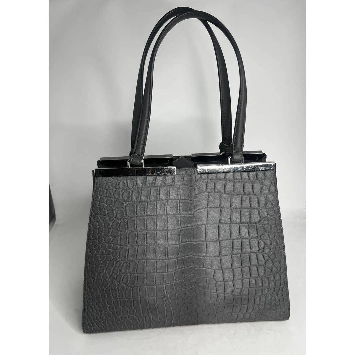 Fendi 3Jours Bag Crocodile Embossed Ponyhair and Leather Bag