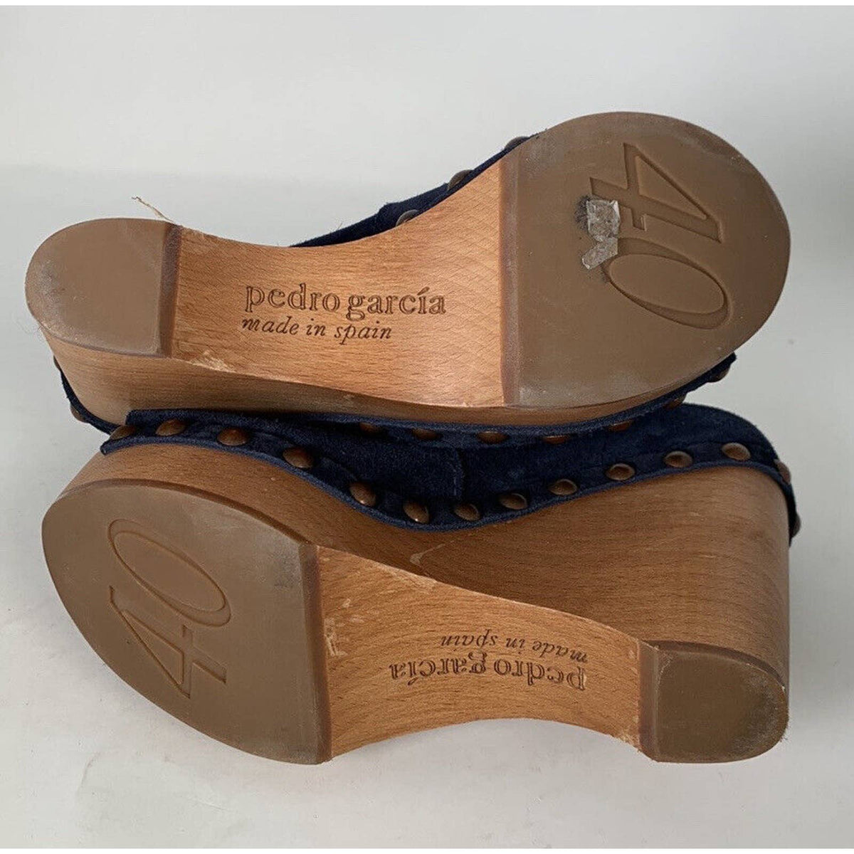 Pedro Garcia Blue Suede Leather Wedge Sandals Sz.10(40)