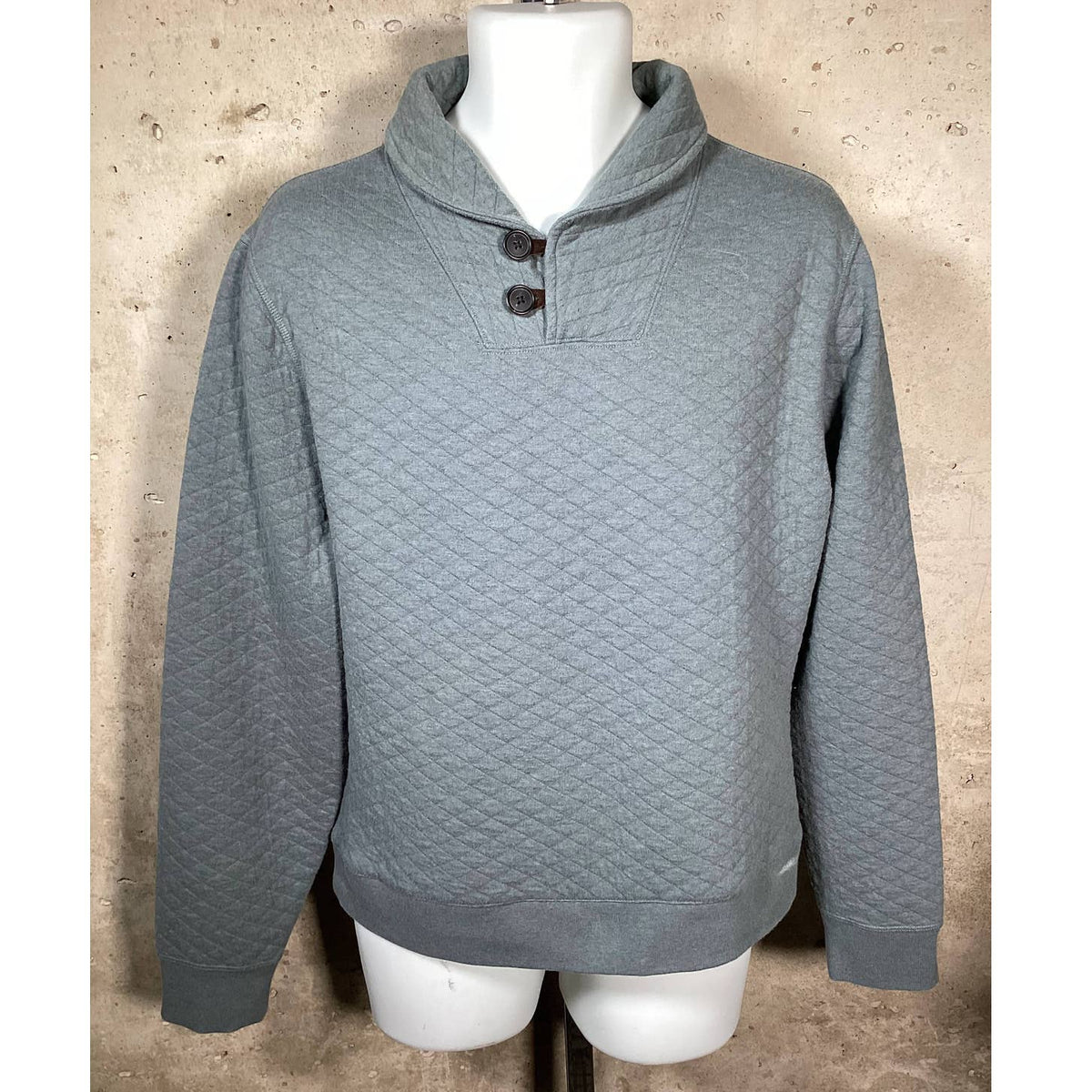 Billy Reid Green Diamond Quilt Shawl Sweater Sz. Large