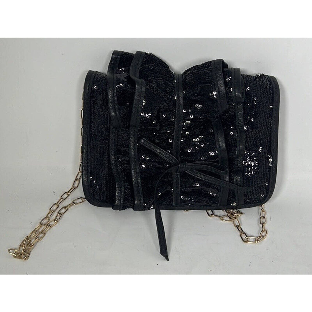 Red Valentino Black Sequined Bow Clutch