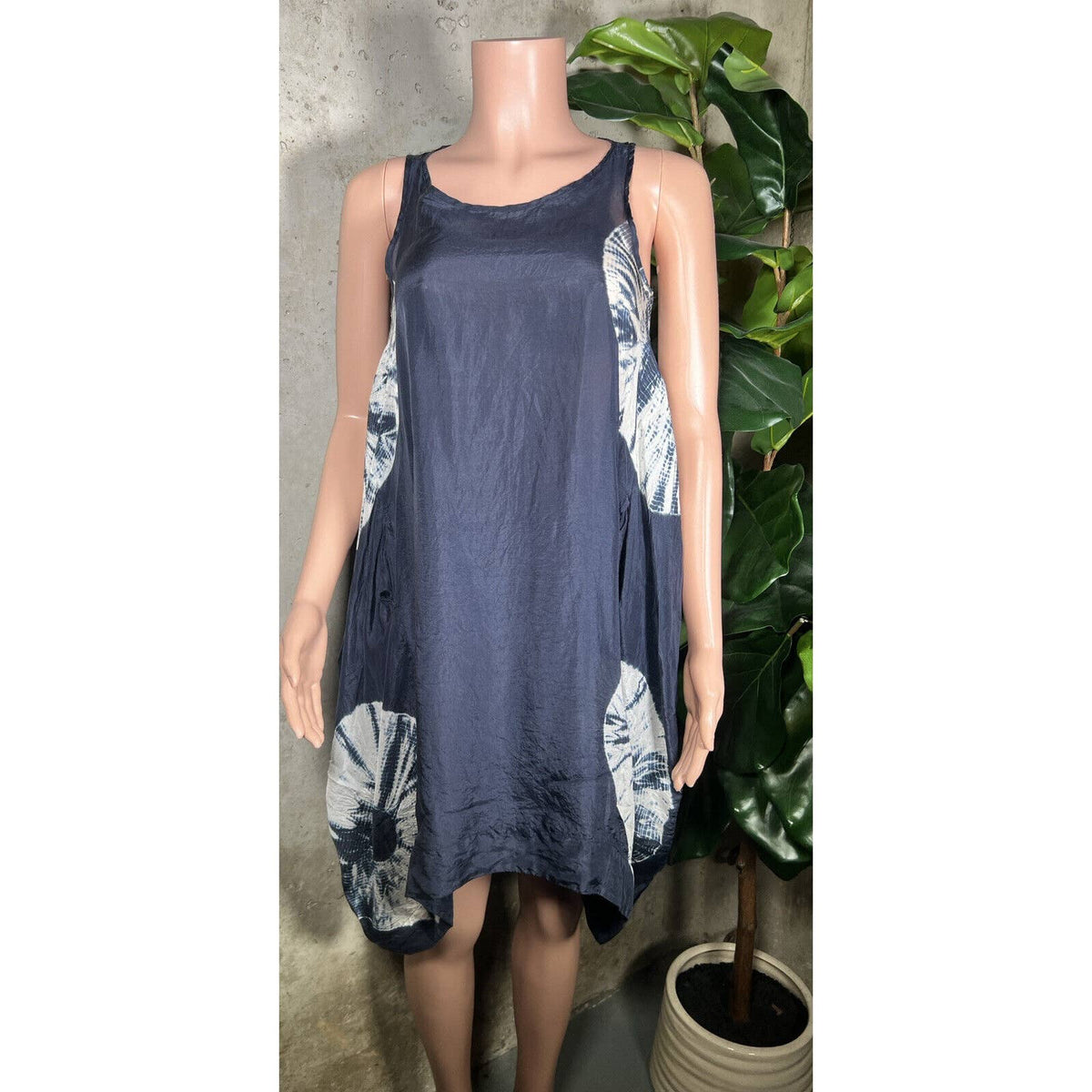 Biya Blue 100% Silk Sleeveless Dress Sz. Small