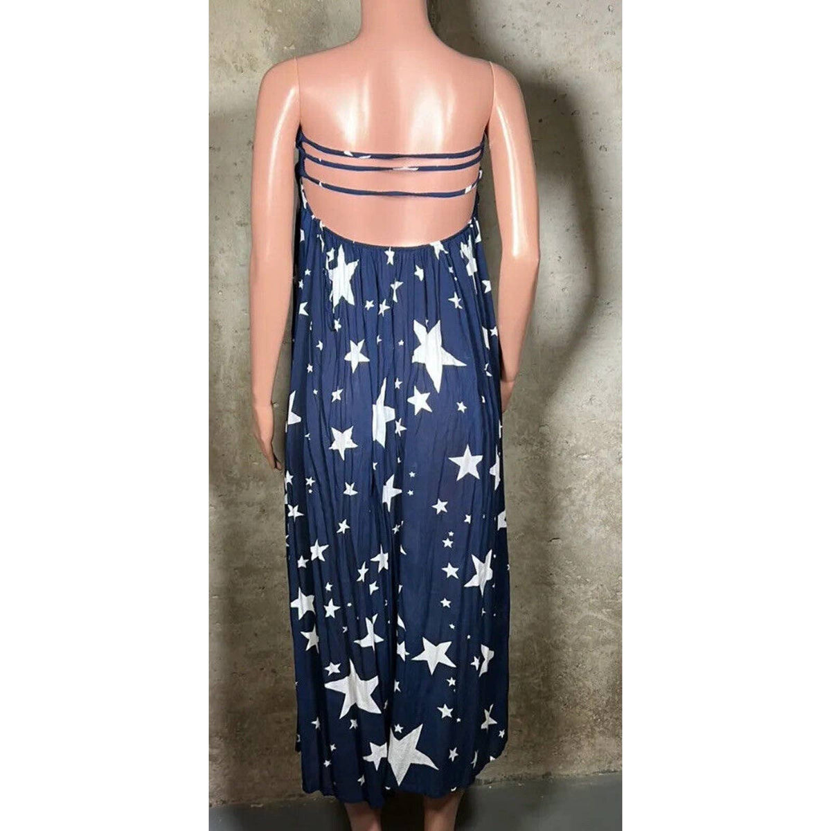 Indah Blue Star Strapless Dress Sz. XS
