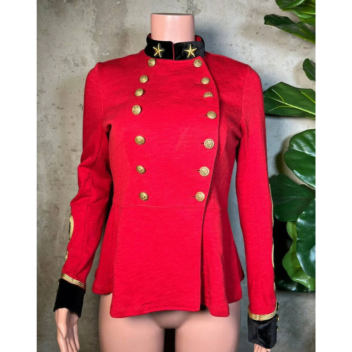 Denim &amp; Supply Ralph Laure Military Army Officer Red and Gold Jacket Sz. Medium