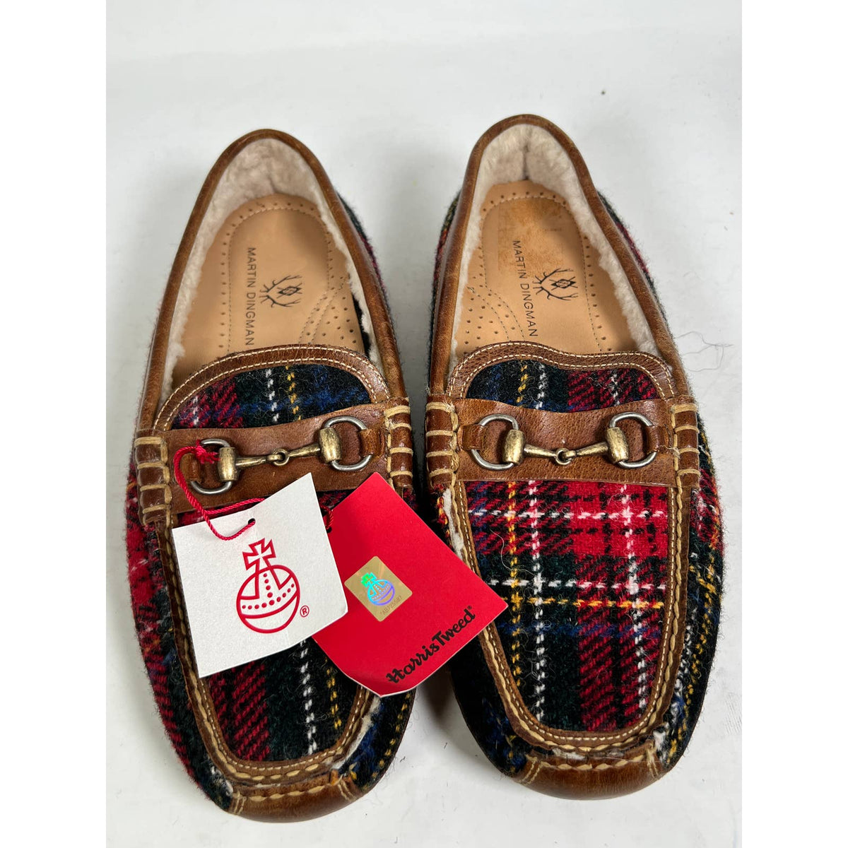 Martin Dingman Red Plaid Tweed Cozy Country Slippers Sz.11.5