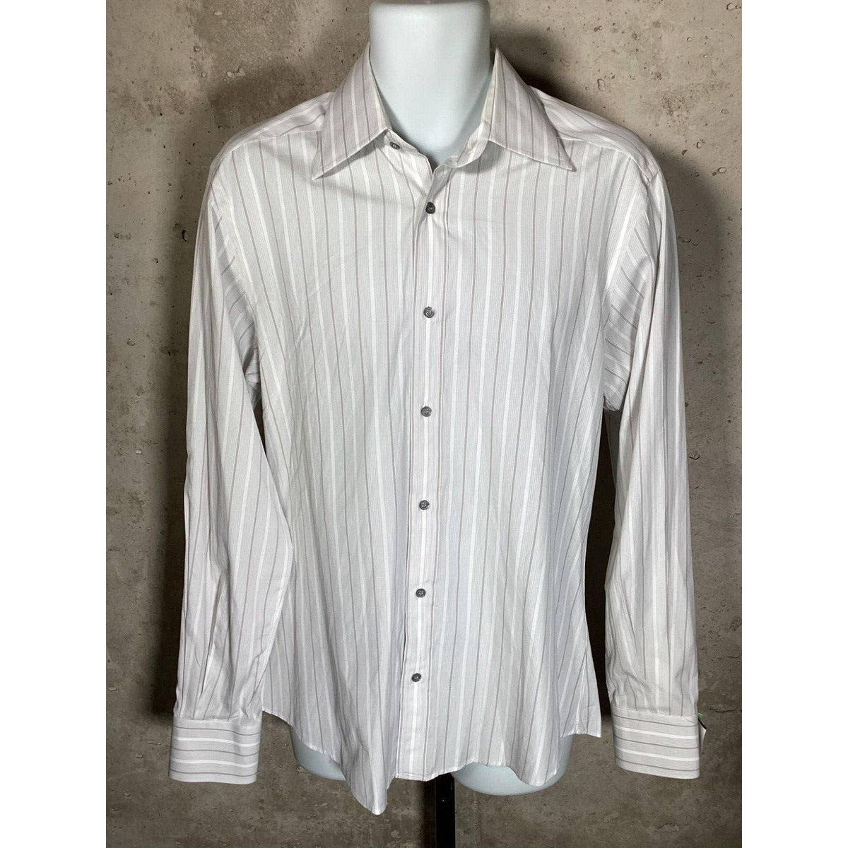 Gucci White and Brown Striped Shirt Sz.42