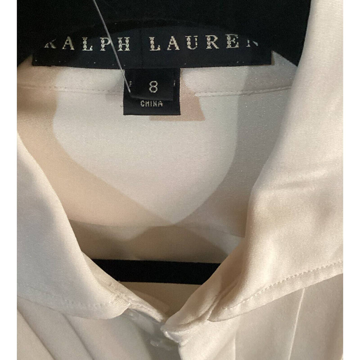 Ralph Lauren Black Label Cream 100% Silk Blouse Sz. 8