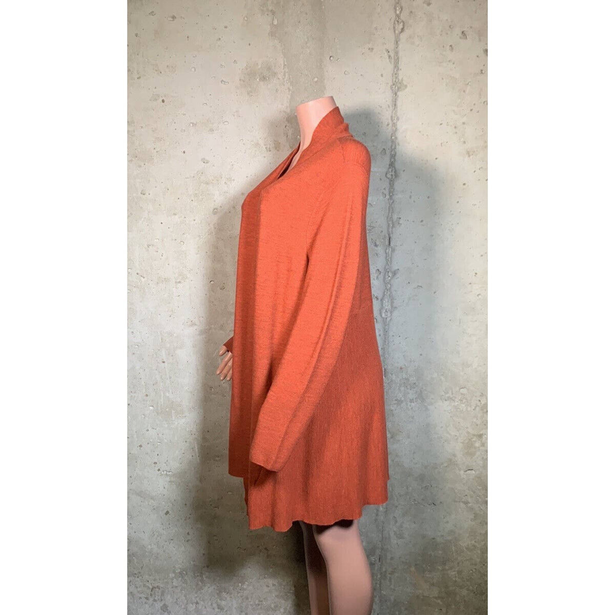 Eileen Fisher Burnt Orange 100% Merino Wool Cardigan Sz. XL