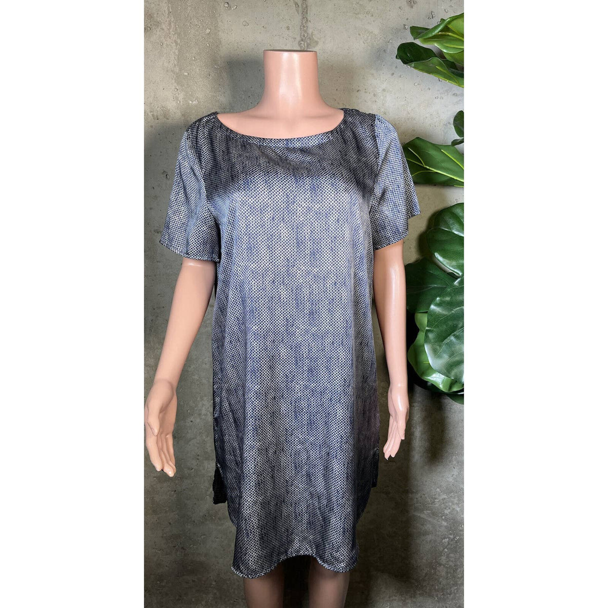 Eileen Fisher Silk Patterned Dress Sz. Medium NEW