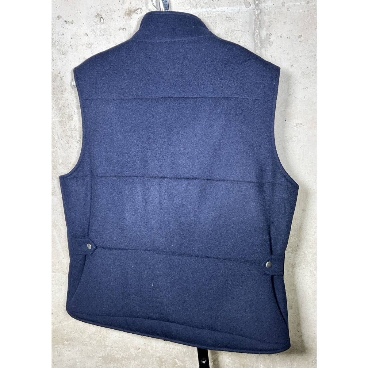 H Stockton Blue Wool and Cashmere Full Zip Vest Sz. Medium