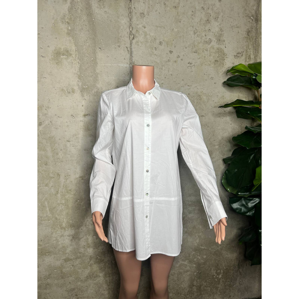 Eileen Fisher White Button-Up Blouse Sz. Small