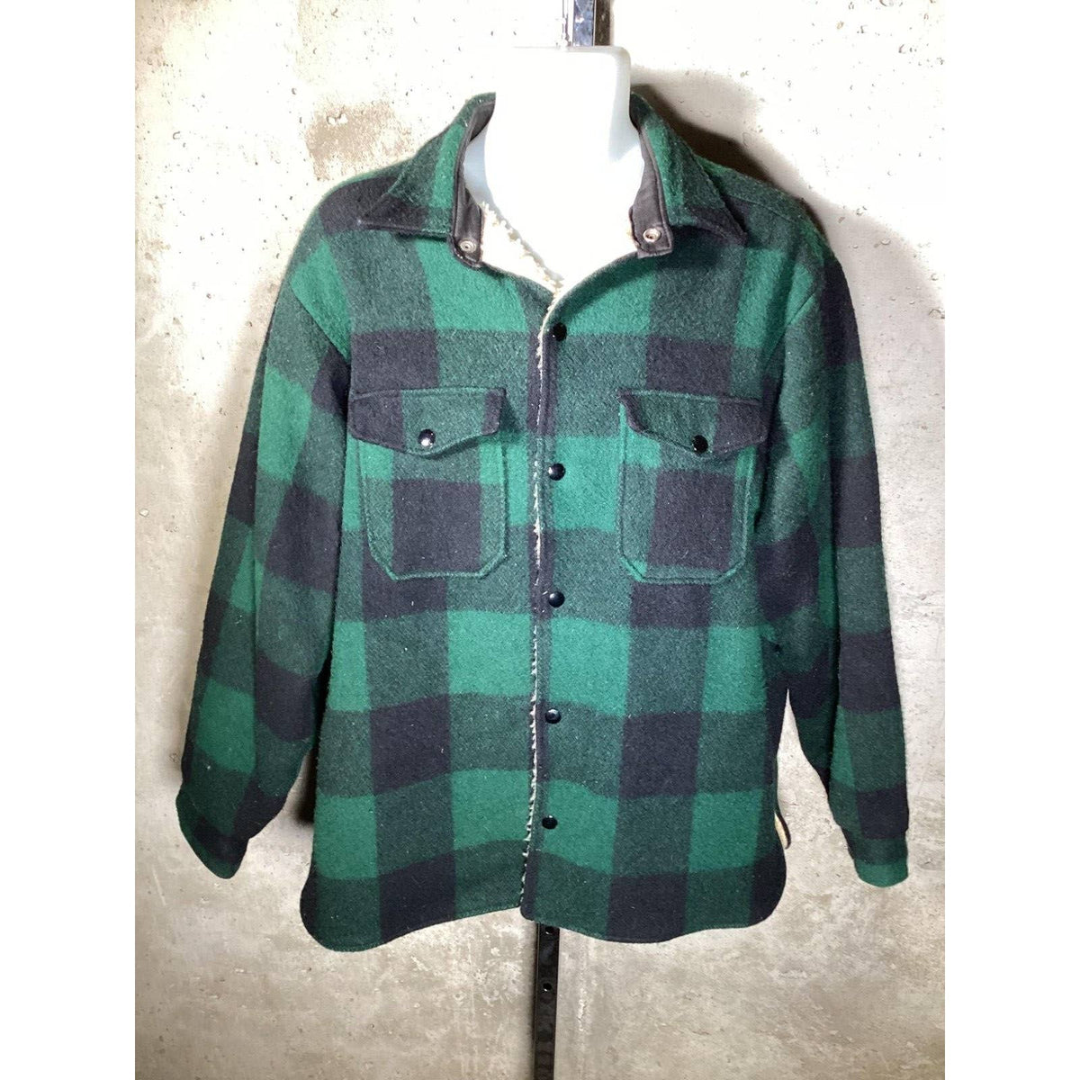 Woolrich Green Plaid Shearling Coat –Sz.XL